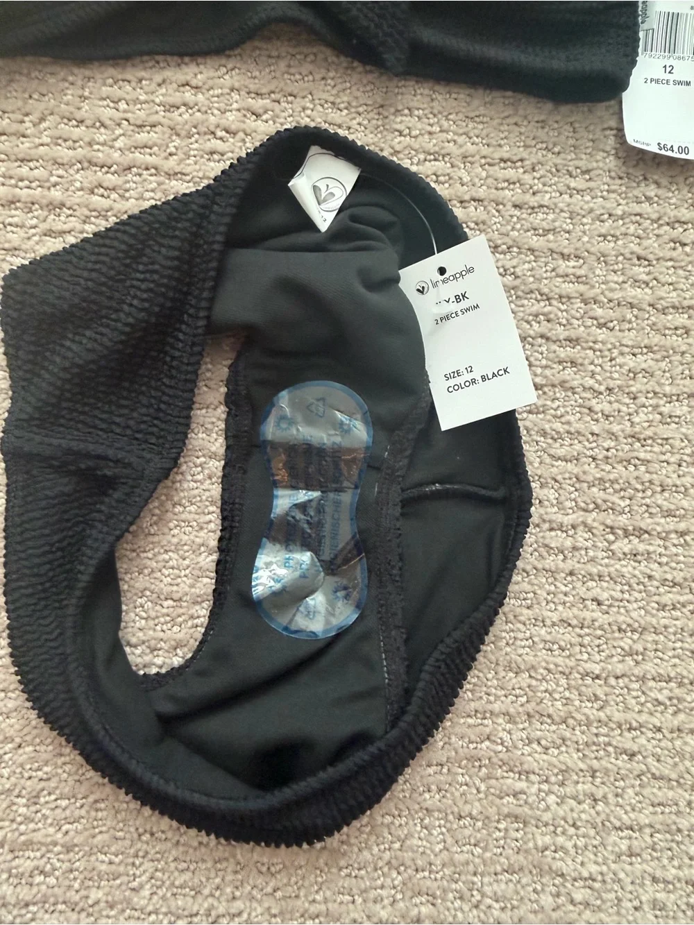 Limeapple Black Textured Two-Piece Swim Set